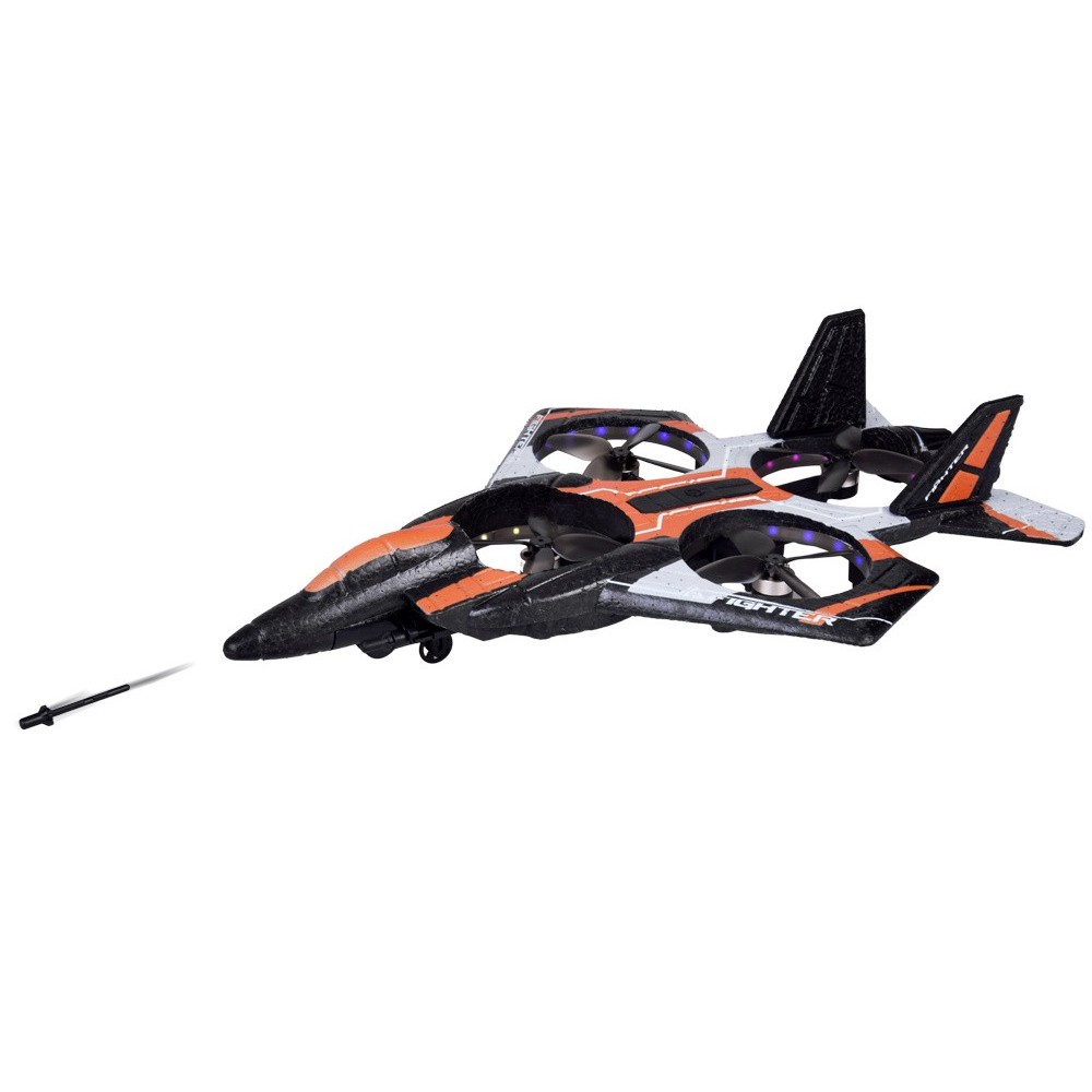 JOKO RC Dron Combat s Raketovým odpaľovačom, ovládanie rukavicou alebo diaľkovým ovládaním s Funkciou Streľby, oranžový
