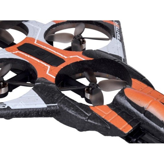 JOKO RC Dron Combat s Raketovým odpaľovačom, ovládanie rukavicou alebo diaľkovým ovládaním s Funkciou Streľby, oranžový