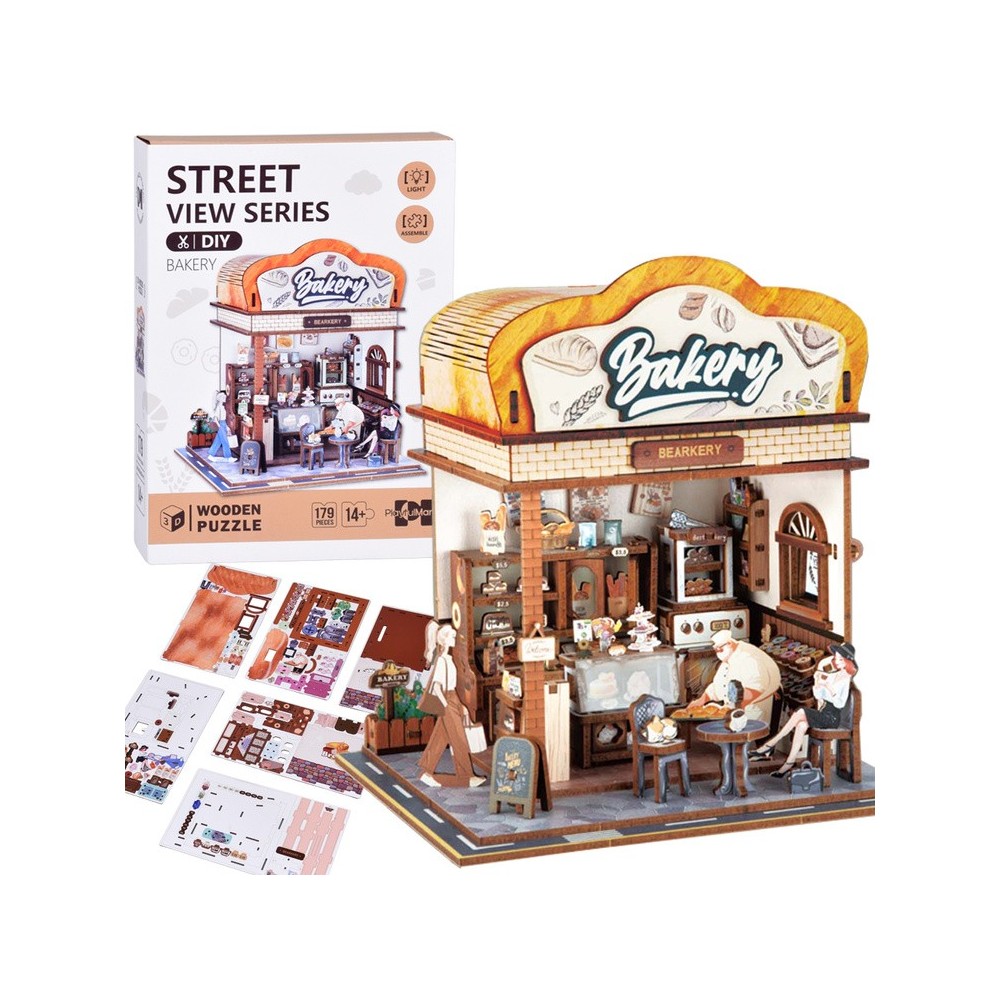 JOKO Drevené 3D PUZZLE Pekáreň 179ks s LED svetlom