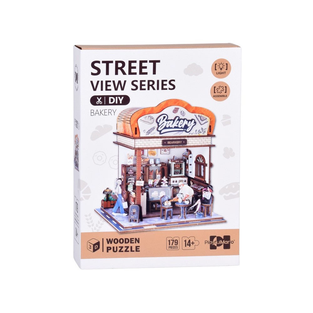 JOKO Drevené 3D PUZZLE Pekáreň 179ks s LED svetlom