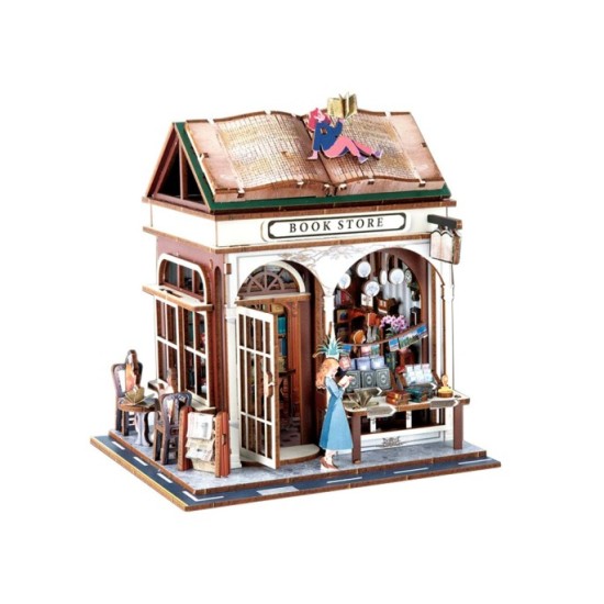 JOKO Drevené 3D Puzzle Kníhkupectvo 148ks s LED svetlom