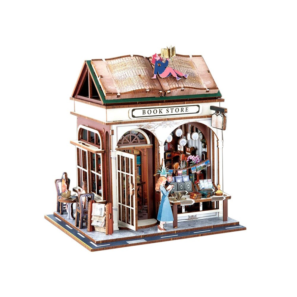 JOKO Drevené 3D Puzzle Kníhkupectvo 148ks s LED svetlom