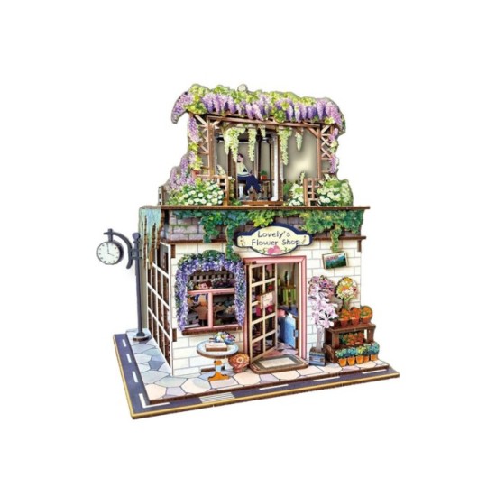 JOK Drevené 3D Puzzle Kvetinárstvo 243ks s LED svetlom