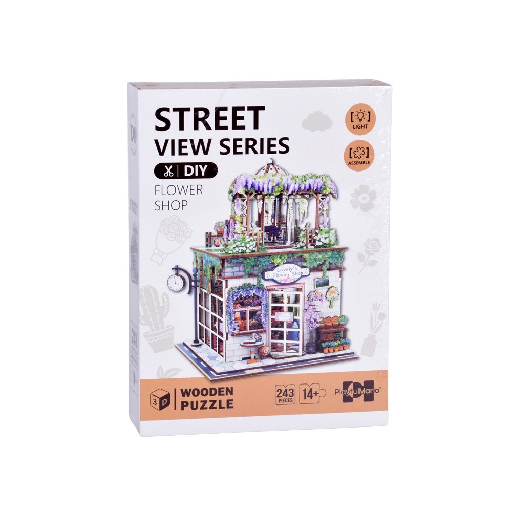 JOK Drevené 3D Puzzle Kvetinárstvo 243ks s LED svetlom