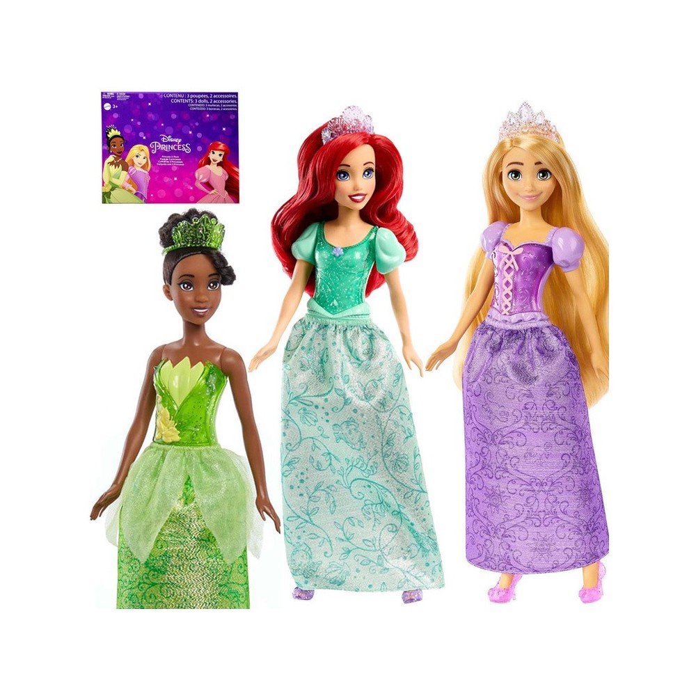 Mattel Disney Princess Sada Bábiky Princzezny 3ks Ariel, Tiana a Rapunzel