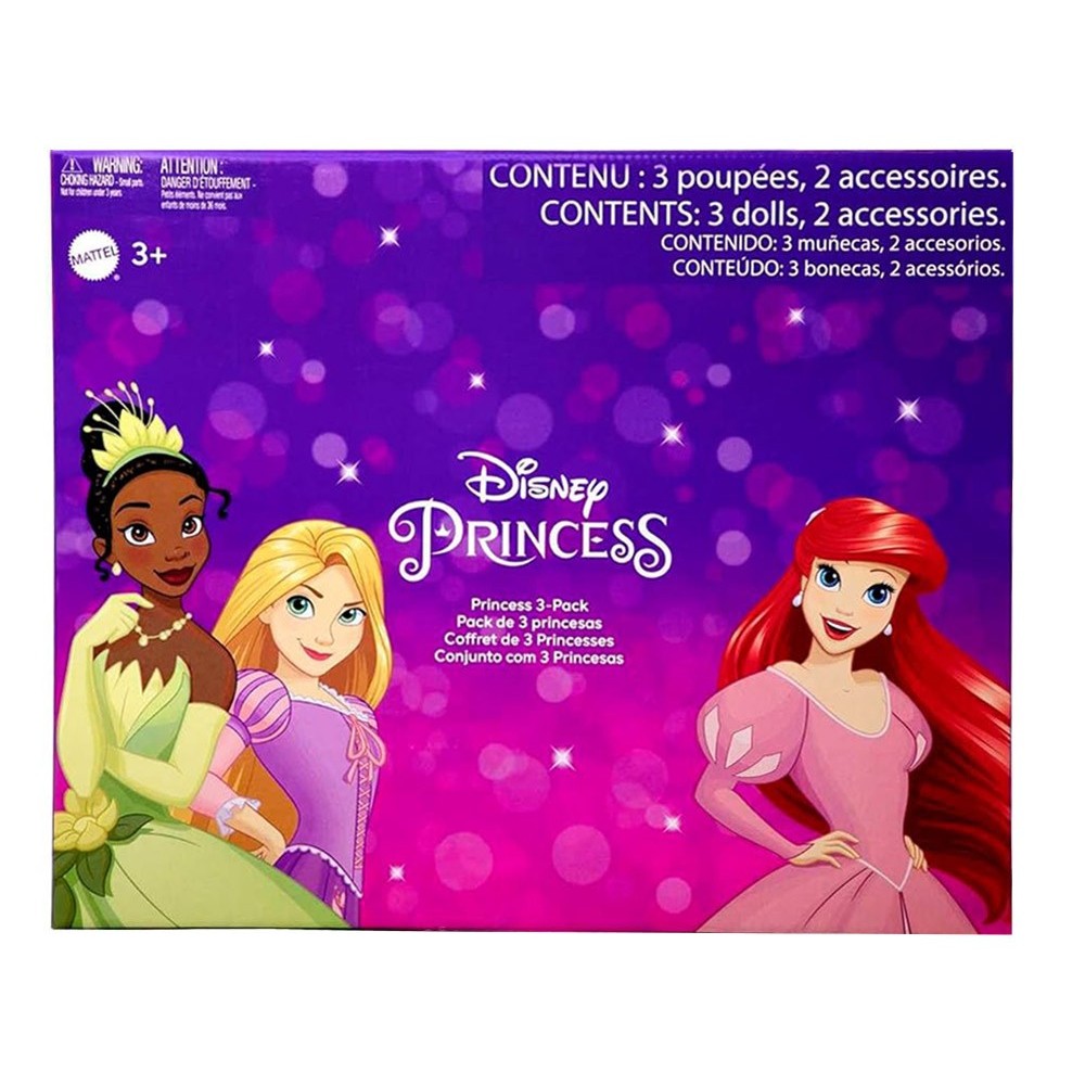 Mattel Disney Princess Sada Bábiky Princzezny 3ks Ariel, Tiana a Rapunzel