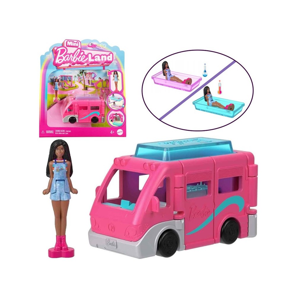 Mattel Bábika Barbie Mini BarbieLand – Karavan DreamCamper + Farbu Meniaci Bazén
