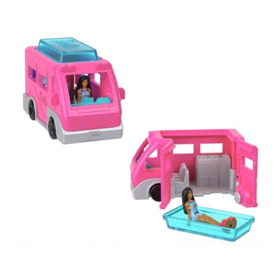 Mattel Bábika Barbie Mini BarbieLand – Karavan DreamCamper + Farbu Meniaci Bazén
