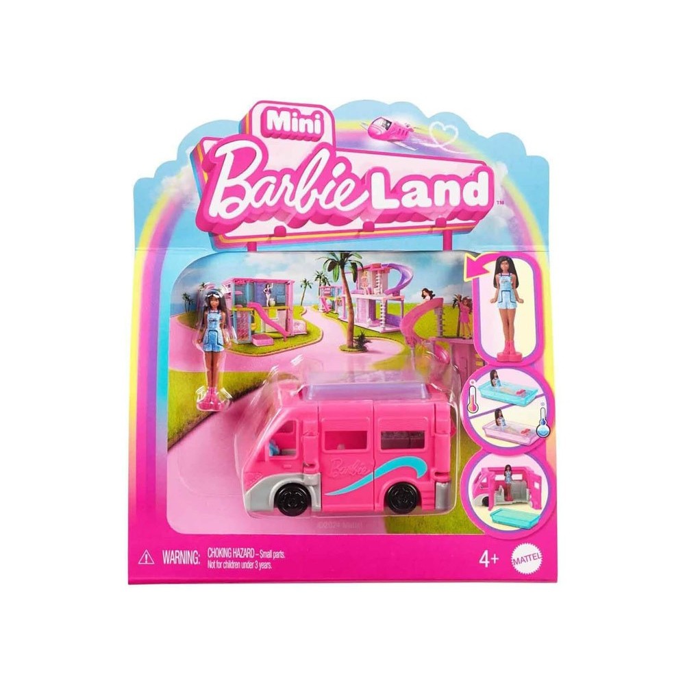Mattel Bábika Barbie Mini BarbieLand – Karavan DreamCamper + Farbu Meniaci Bazén