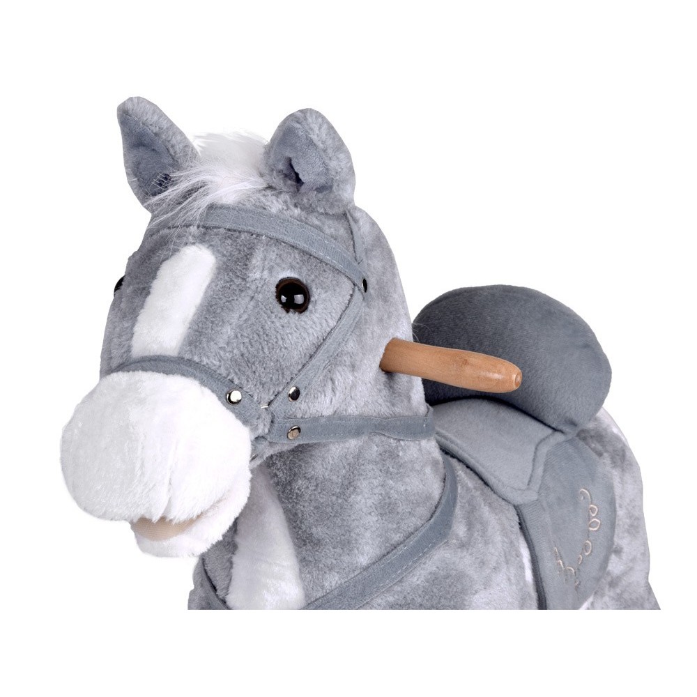 JOKO Detský Hojdací koník Rocking Horse s pohyblivým chvostom, ústami + zvuky, sivý