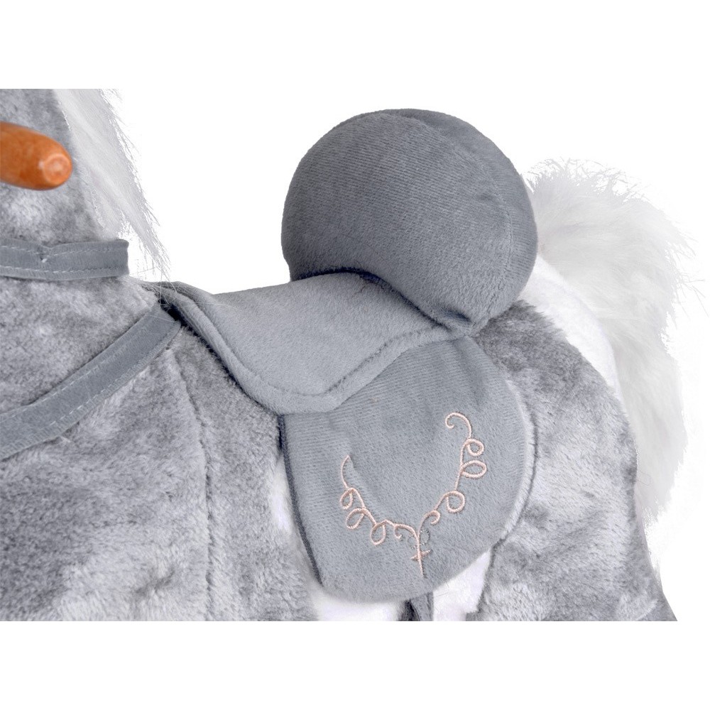 JOKO Detský Hojdací koník Rocking Horse s pohyblivým chvostom, ústami + zvuky, sivý