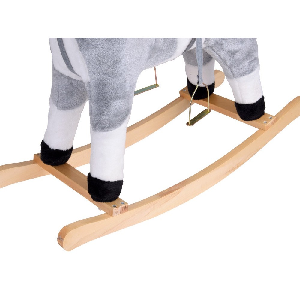 JOKO Detský Hojdací koník Rocking Horse s pohyblivým chvostom, ústami + zvuky, sivý