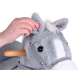 JOKO Detský Hojdací koník Rocking Horse s pohyblivým chvostom, ústami + zvuky, sivý