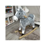 JOKO Detský Hojdací koník Rocking Horse s pohyblivým chvostom, ústami + zvuky, sivý