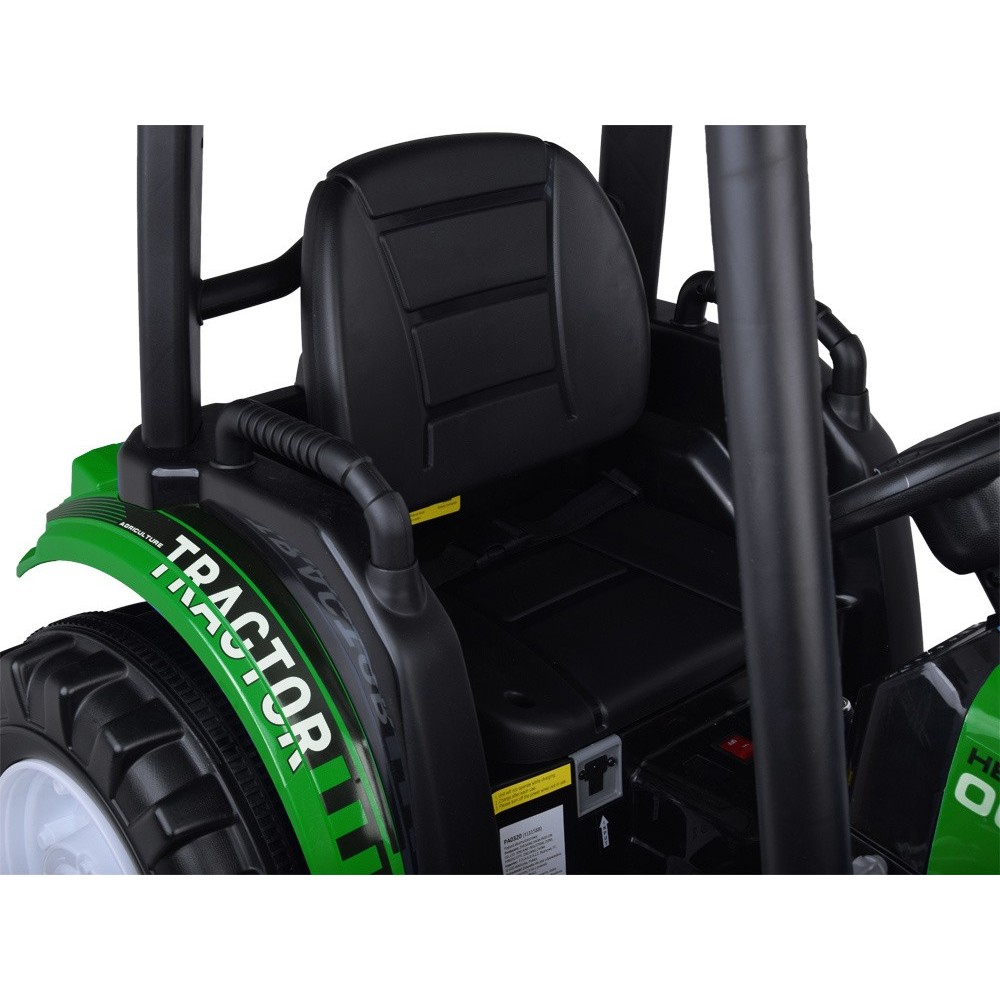 JOKO Veľký Elektrický Traktor s Kabínou 2x200W 24V s Pohyblivou Prednou Radlicou a vlečkou, hudobný panel, LED svetlá, Diaľkové