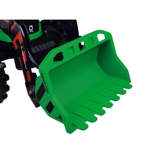 JOKO Veľký Elektrický Traktor s Kabínou 2x200W 24V s Pohyblivou Prednou Radlicou a vlečkou, hudobný panel, LED svetlá, Diaľkové