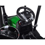 JOKO Veľký Elektrický Traktor s Kabínou 2x200W 24V s Pohyblivou Prednou Radlicou a vlečkou, hudobný panel, LED svetlá, Diaľkové