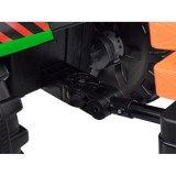 JOKO Veľký Elektrický Traktor s Kabínou 2x200W 24V s Pohyblivou Prednou Radlicou a vlečkou, hudobný panel, LED svetlá, Diaľkové