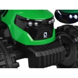 JOKO Veľký Elektrický Traktor s Kabínou 2x200W 24V s Pohyblivou Prednou Radlicou a vlečkou, hudobný panel, LED svetlá, Diaľkové