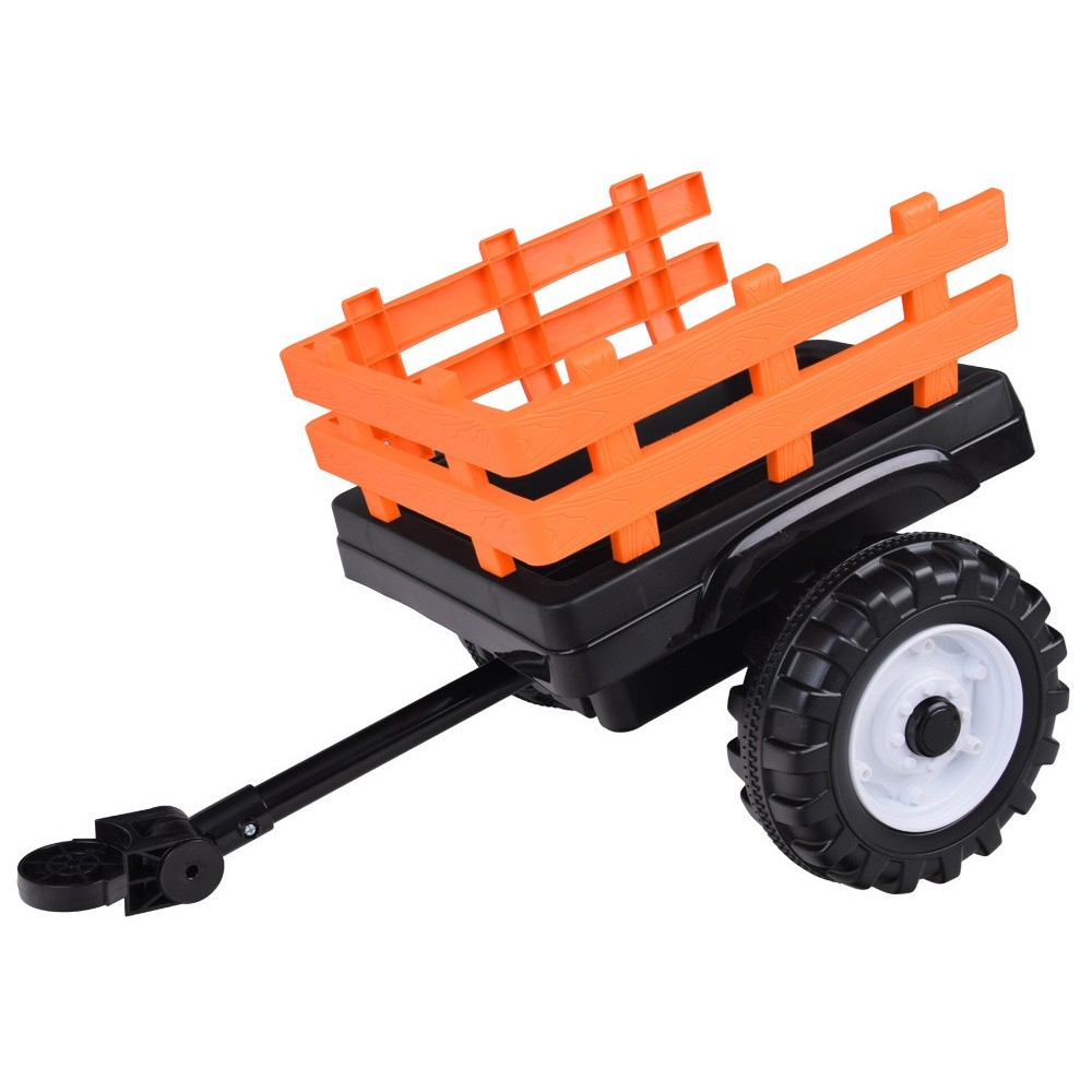 JOKO Veľký Elektrický Traktor s Kabínou 2x200W 24V s Pohyblivou Prednou Radlicou a vlečkou, hudobný panel, LED svetlá, Diaľkové