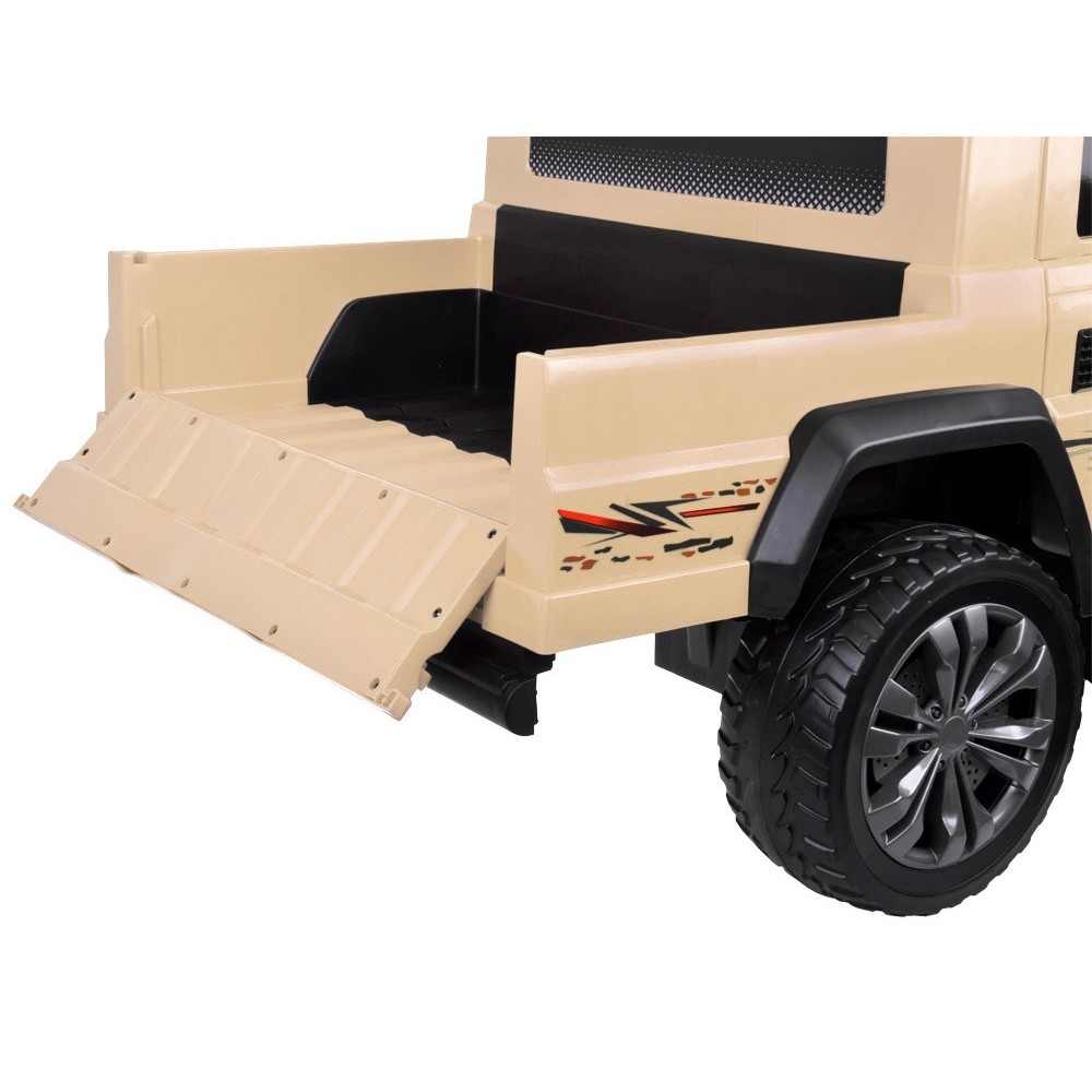 JOKO Veľké Elektrické autíčko Pick Up 4x4 4x100W 24V pre 2 deti, kožené dvojmiestne sedadlo, penové kolesá, brzdový pedál, béžov