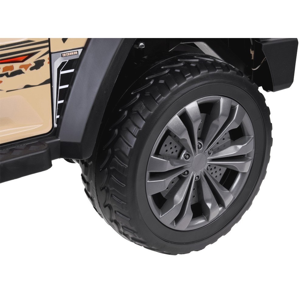 JOKO Veľké Elektrické autíčko Pick Up 4x4 4x100W 24V pre 2 deti, kožené dvojmiestne sedadlo, penové kolesá, brzdový pedál, béžov