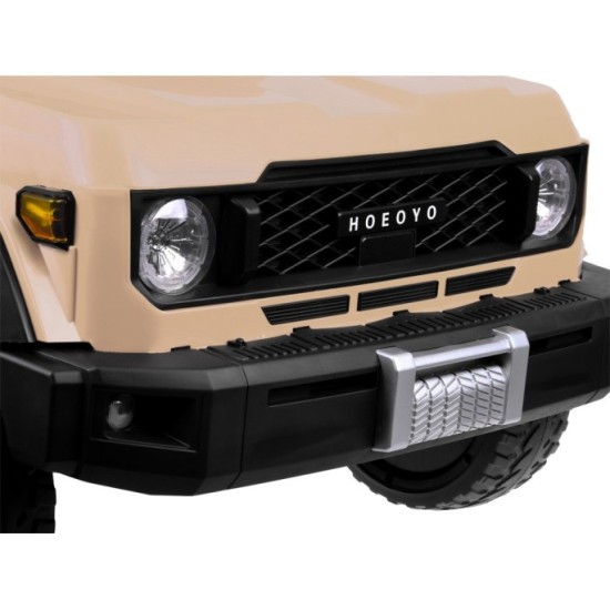 JOKO Veľké Elektrické autíčko Pick Up 4x4 4x100W 24V pre 2 deti, kožené dvojmiestne sedadlo, penové kolesá, brzdový pedál, béžov