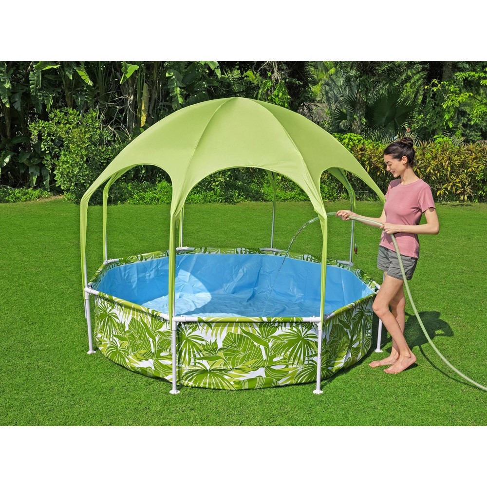 Bestway 56432 Bazén s Kovovou konštrukciou 244 cm x 51 cm + Strieška so Sprchou, zelený