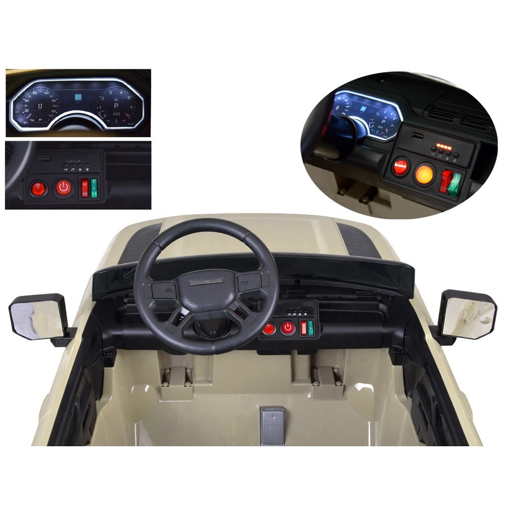 JOKO Elektrické autíčko Land Rover Defender 4x4 24V, Dvojmiestne, nosnosť 50kg, FM rádio, béžové