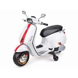 JOKO Elektrická Motorka Skúter Vespa, Kožené sedadlo, penové kolesá, FM rádio, biela