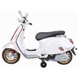 JOKO Elektrická Motorka Skúter Vespa, Kožené sedadlo, penové kolesá, FM rádio, biela