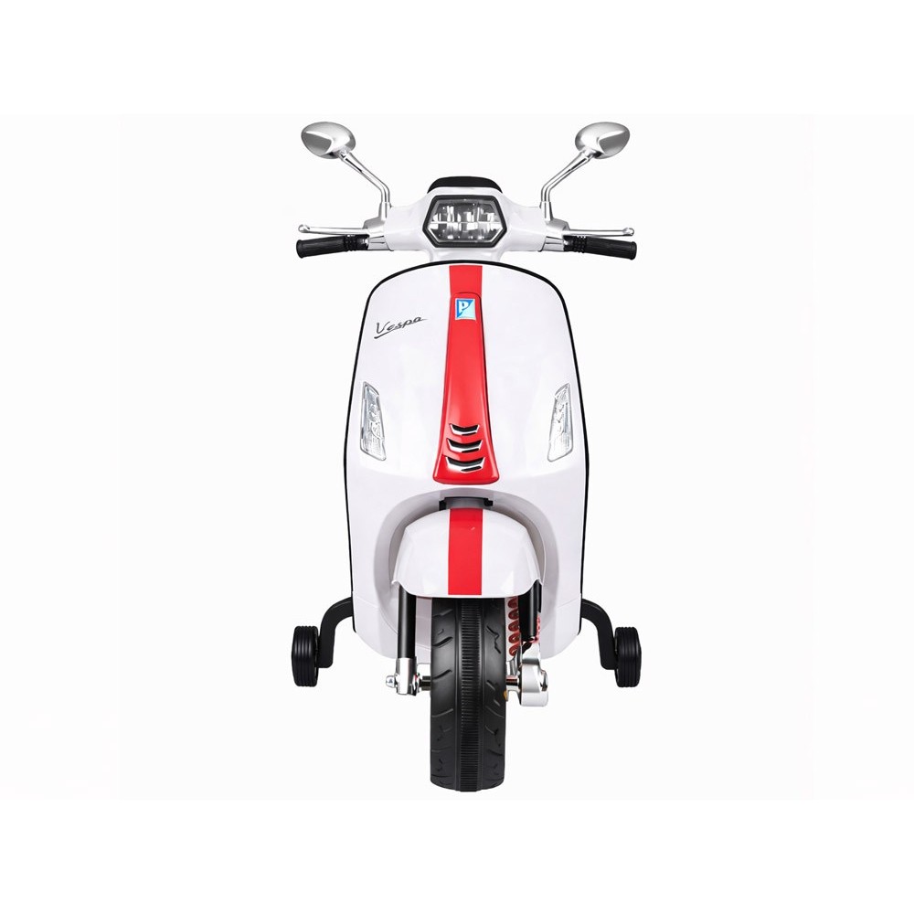 JOKO Elektrická Motorka Skúter Vespa, Kožené sedadlo, penové kolesá, FM rádio, biela