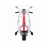 JOKO Elektrická Motorka Skúter Vespa, Kožené sedadlo, penové kolesá, FM rádio, biela