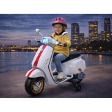 JOKO Elektrická Motorka Skúter Vespa, Kožené sedadlo, penové kolesá, FM rádio, biela