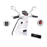 JOKO Elektrická Motorka Skúter Vespa, Kožené sedadlo, penové kolesá, FM rádio, biela