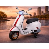 JOKO Elektrická Motorka Skúter Vespa, Kožené sedadlo, penové kolesá, FM rádio, biela
