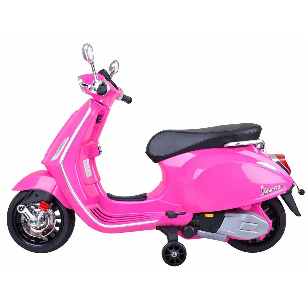 JOKO Elektrická Motorka Skúter Vespa, Kožené sedadlo, penové kolesá, FM rádio, ružová