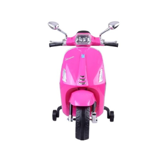 JOKO Elektrická Motorka Skúter Vespa, Kožené sedadlo, penové kolesá, FM rádio, ružová