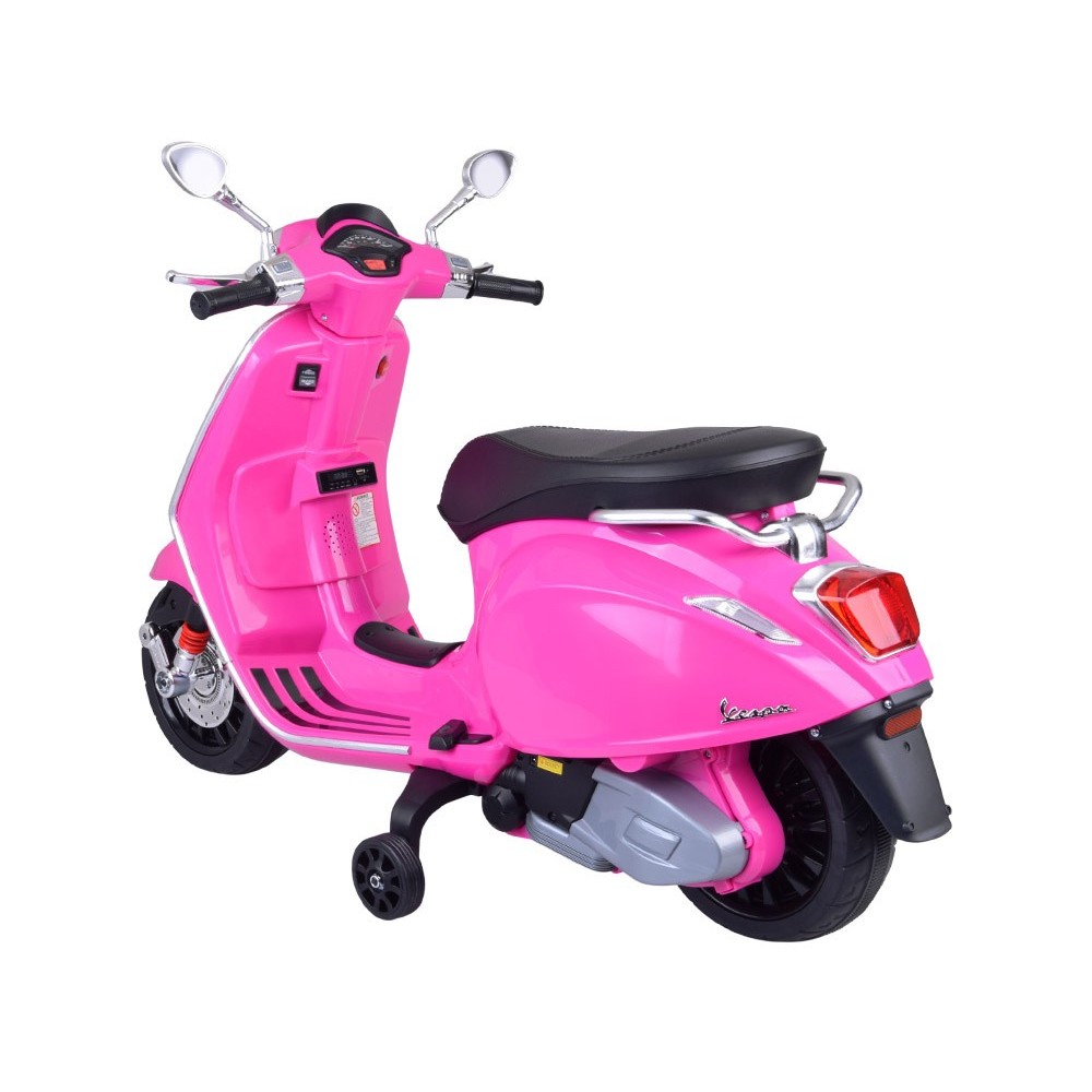 JOKO Elektrická Motorka Skúter Vespa, Kožené sedadlo, penové kolesá, FM rádio, ružová