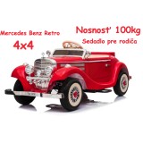 Mercedes Benz Retro 540A 4x4, nosnosť 100kg, Sedadlo pre Rodiča, penové kolesá, kožené sedadlo, červené