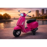 JOKO Elektrická Motorka Skúter Vespa, Kožené sedadlo, penové kolesá, FM rádio, ružová
