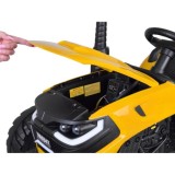JOKO Veľký Elektrický Traktor s Elektricky vyklápacou vlečkou 205cm, 2x200W 24V, kožené sedadlo, žltý