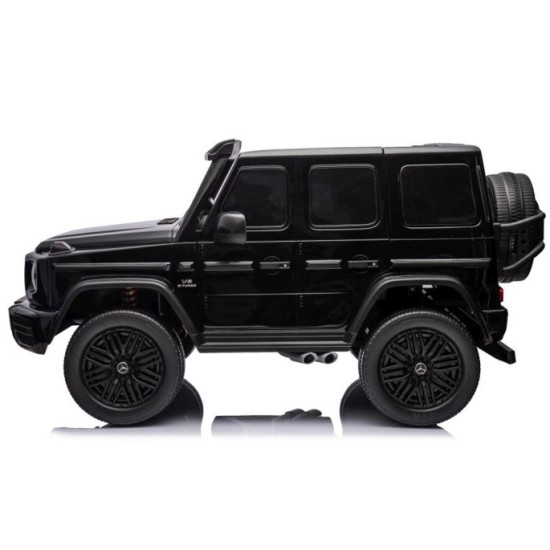 JOKO Elektrické Autíčko Mercedes G 63 AMG Class 4x4 s LCD Displejom, DVOJMIESTNE kožené sedadlo, Nosnosť 80kg, FM rádio, čierne