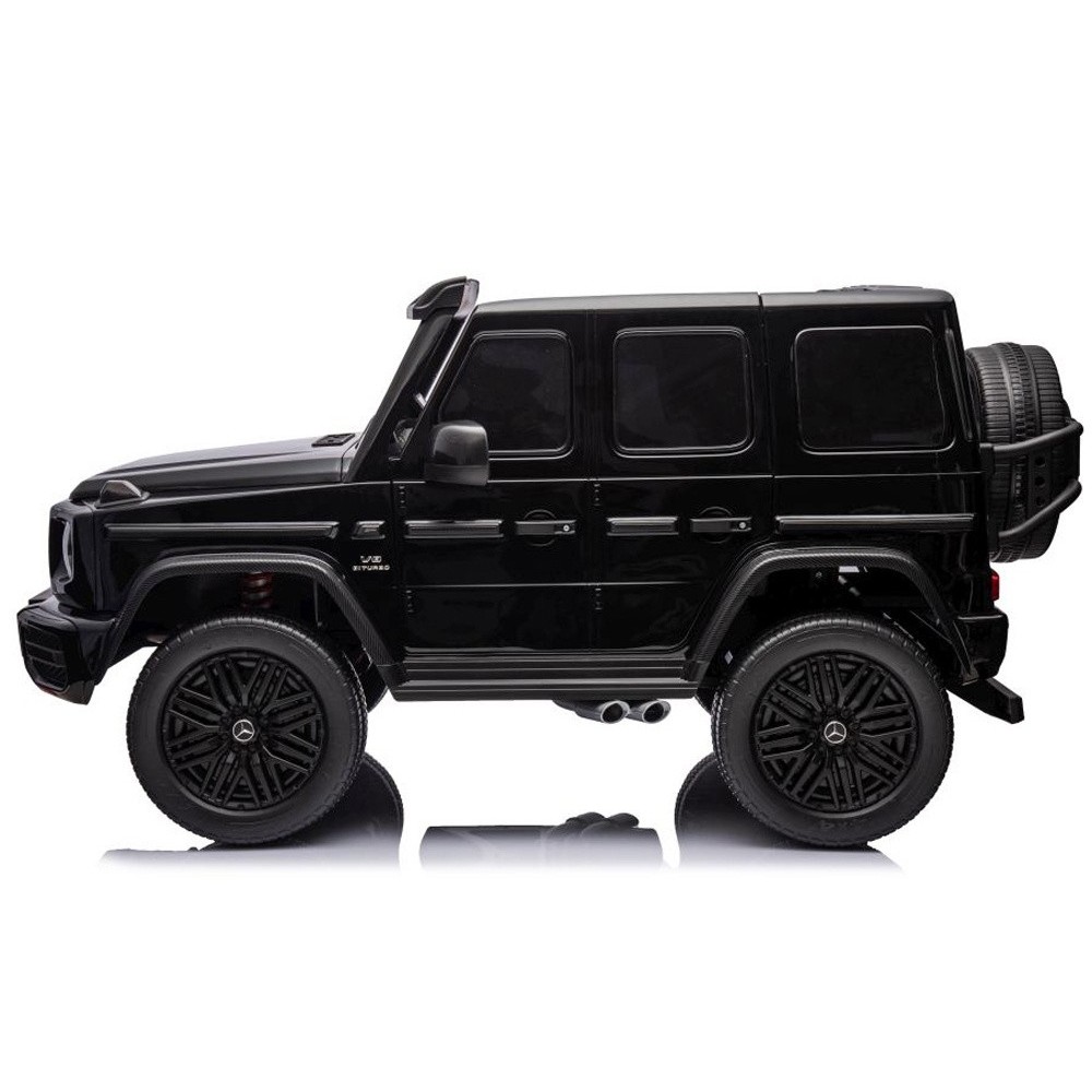 JOKO Elektrické Autíčko Mercedes G 63 AMG Class 4x4 s LCD Displejom, DVOJMIESTNE kožené sedadlo, Nosnosť 80kg, FM rádio, čierne