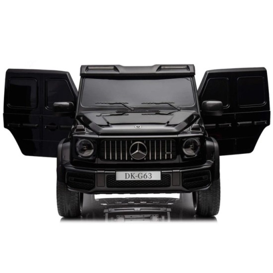 JOKO Elektrické Autíčko Mercedes G 63 AMG Class 4x4 s LCD Displejom, DVOJMIESTNE kožené sedadlo, Nosnosť 80kg, FM rádio, čierne