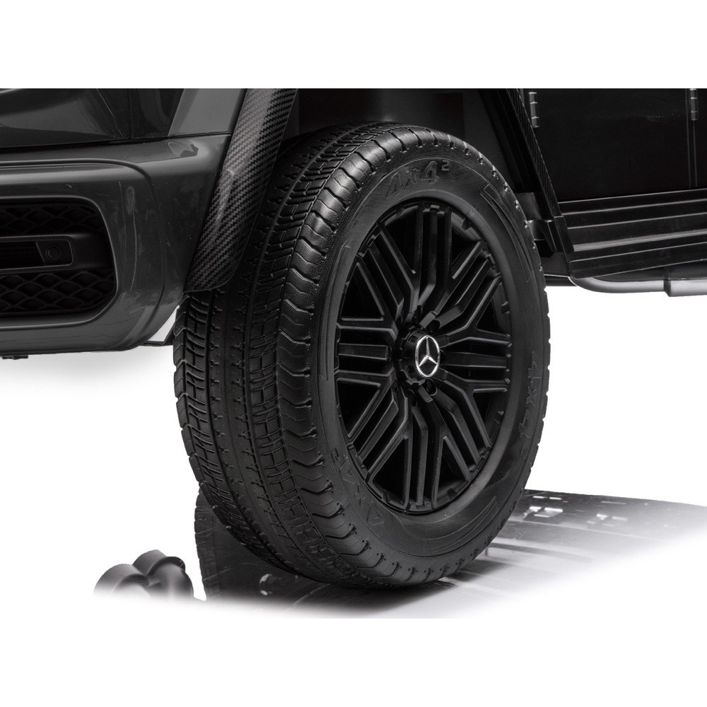 JOKO Elektrické Autíčko Mercedes G 63 AMG Class 4x4 s LCD Displejom, DVOJMIESTNE kožené sedadlo, Nosnosť 80kg, FM rádio, čierne