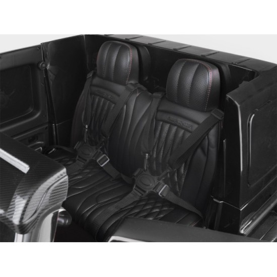 JOKO Elektrické Autíčko Mercedes G 63 AMG Class 4x4 s LCD Displejom, DVOJMIESTNE kožené sedadlo, Nosnosť 80kg, FM rádio, čierne