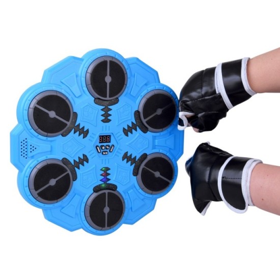 JOKO Elektronický Boxerský Terč s LED svetelnými zónami, Zvukom a Bluetooth 34 cm + rukavice, modrý