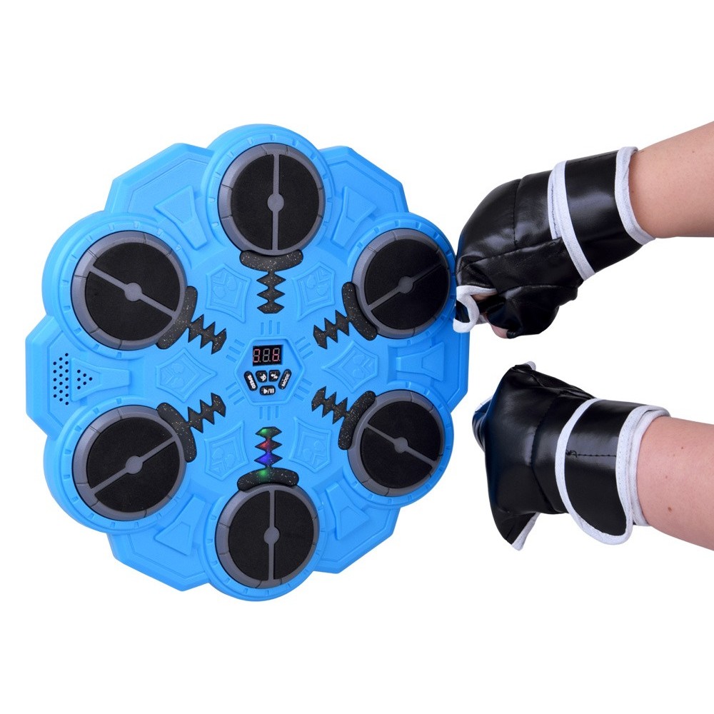 JOKO Elektronický Boxerský Terč s LED svetelnými zónami, Zvukom a Bluetooth 34 cm + rukavice, modrý