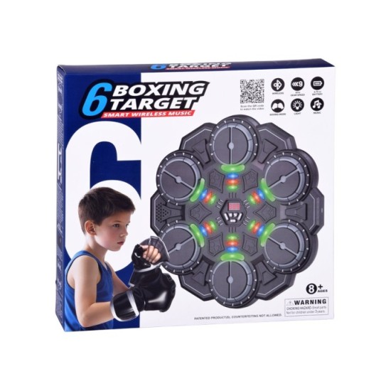 JOKO Elektronický Boxerský Terč s LED svetelnými zónami, Zvukom a Bluetooth 34 cm + rukavice, modrý